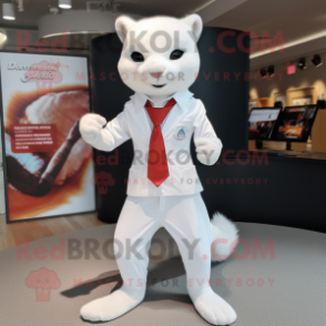 White Weasel mascot costume character dressed with a Shorts and Ties