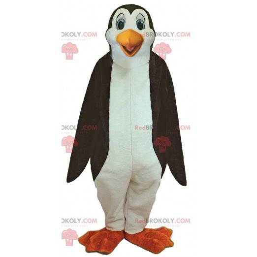 Mascotte pinguino gigante con gli occhi azzurri, costume da