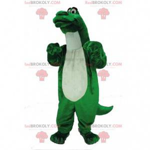 Mascotte groene dinosaurus, reusachtig groot dinosauruskostuum
