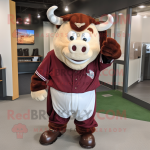 Maroon Hereford Cow maskot...