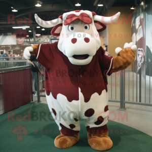 Maroon Hereford Cow maskot...