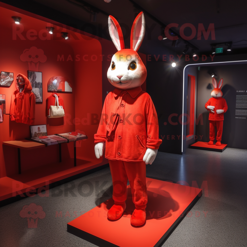 Red Rabbit mascot costume character dressed with a Long Sleeve Tee and Wallets Red Rabbit mascot costume character dressed with a Long Sleeve Tee and Wallets