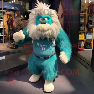 Teal Yeti mascotte kostuum...