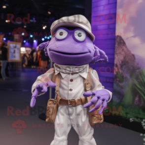 Lavender Crab mascot costume character dressed with a Waistcoat and Belts