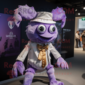 Lavender Crab mascot costume character dressed with a Waistcoat and Belts