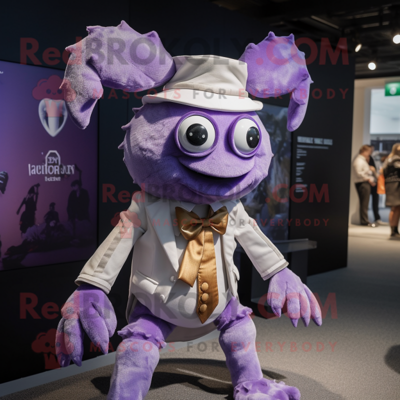 Lavender Crab mascot costume character dressed with a Waistcoat and Belts