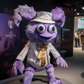 Lavender Crab mascot costume character dressed with a Waistcoat and Belts
