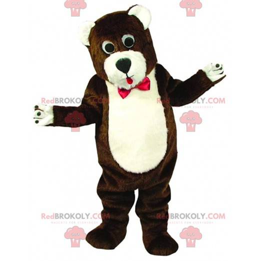 Stor nallebjörnmaskot med en fluga - Redbrokoly.com