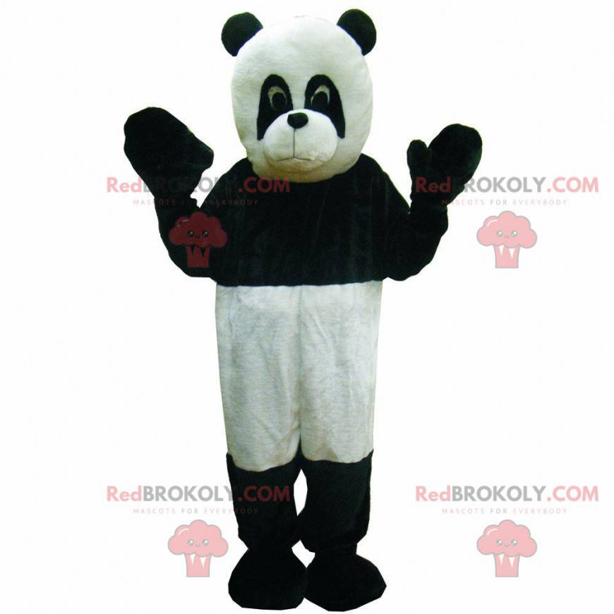 Black and white panda mascot, two-tone teddy bear costume -