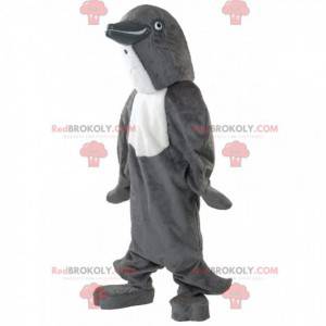 Gray and white dolphin mascot, cute dolphin costume -