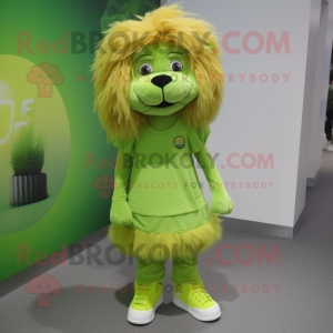 Lime Green Lion mascotte...