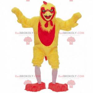 Gul og rød kyllingmaskot, gigantisk hane-kostyme -