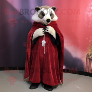 Red Badger mascot costume character dressed with a Evening Gown and Wraps