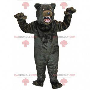 Mascote de urso preto muito realista, fantasia de urso pardo -