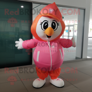 Peach Heart mascot costume character dressed with a Windbreaker and Caps