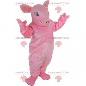Reusachtig roze varken mascotte, volledig aanpasbaar -