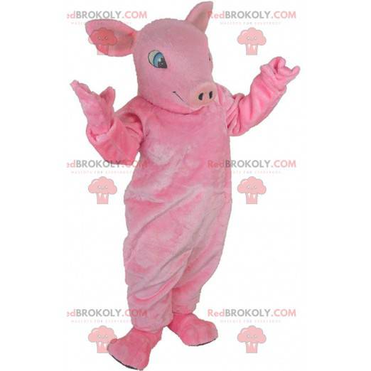 Mascote gigante porco rosa, totalmente personalizável -