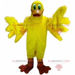 Mascotte de canard jaune géant, costume d'oiseau jaune -