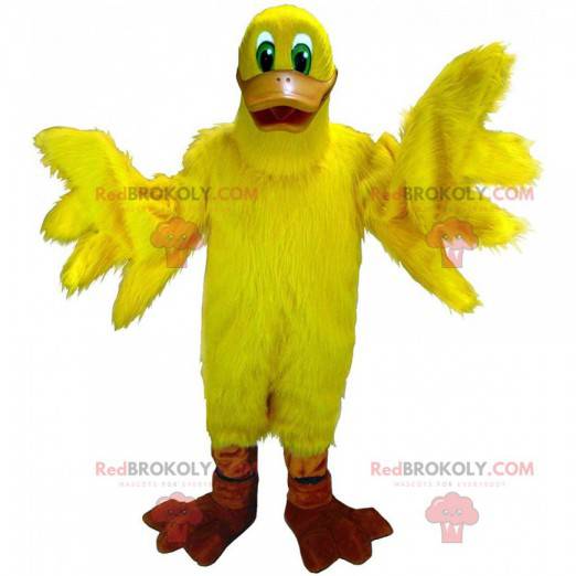 Mascote gigante de pato amarelo, fantasia de pássaro amarelo -