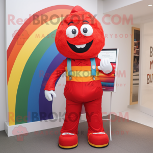 Red Rainbow maskot kostume...