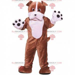 Mascotte cane marrone e bianco, costume da cagnolino bicolore -