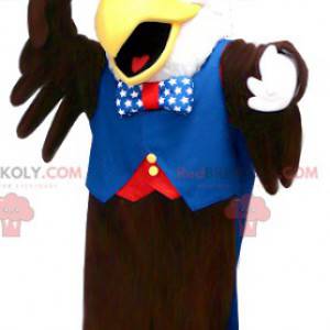 Mascotte d'aigle noir et blanc en tenue de républicain -