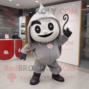Gray Cherry mascot costume character dressed with a Hoodie and Belts