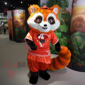 Orange Red Panda maskot...