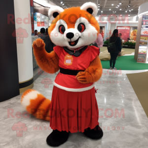 Orange Red Panda maskot...