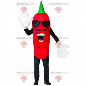 Mustached rød peber maskot, krydret kostume - Redbrokoly.com