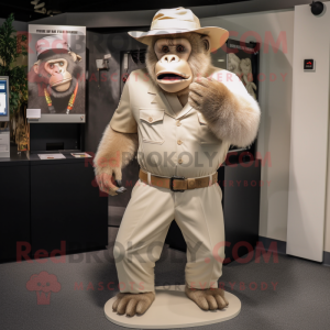 Beige Gorilla mascot costume character dressed with a Suit and Hats