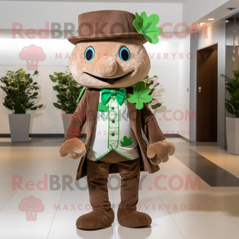 Brown Bunch Of Shamrocks mascot costume character dressed with a Jeggings and Pocket squares Brown Bunch Of Shamrocks mascot costume character dressed with a Jeggings and Pocket squares