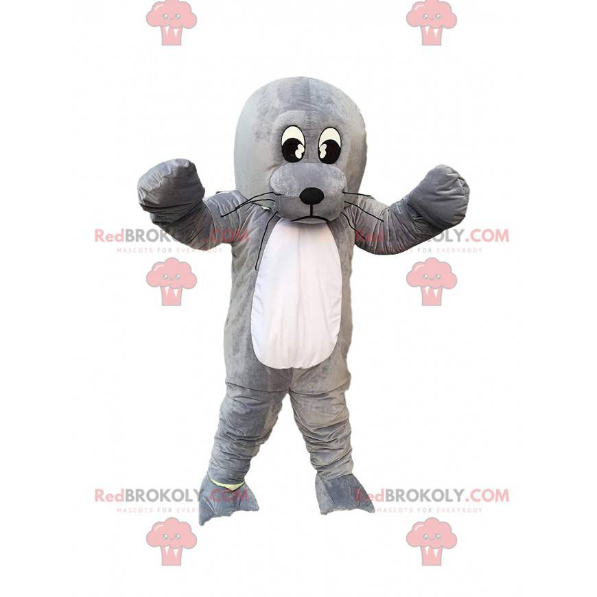 Mascot zeeleeuw, gigantische grijze zeeleeuw, zeeleeuw kostuum Mascot zeeleeuw, gigantische grijze zeeleeuw, zeeleeuw kostuum