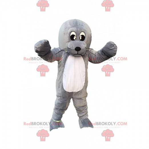 Mascot zeeleeuw, gigantische grijze zeeleeuw, zeeleeuw kostuum