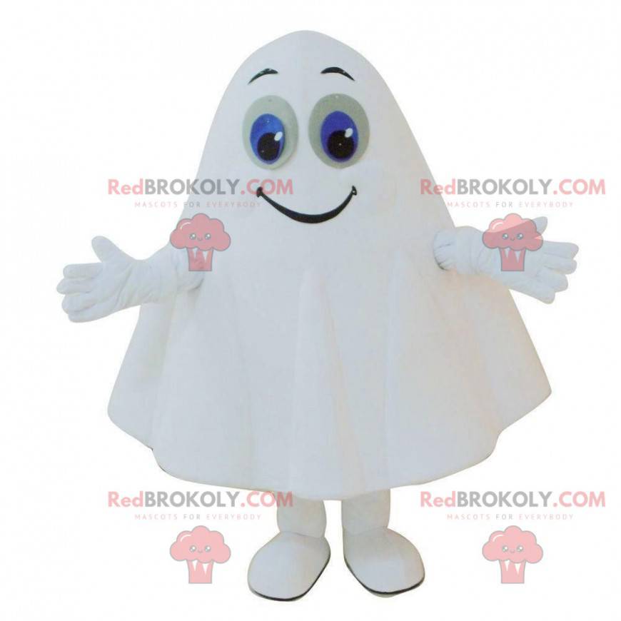 Mascota fantasma blanco con ojos azules, disfraz de fantasma -