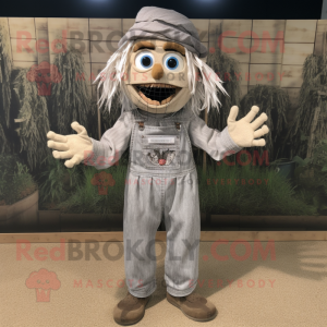 Silver Scarecrow mascot costume character dressed with a Chinos and Headbands