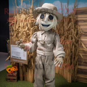 Silver Scarecrow mascot costume character dressed with a Chinos and Headbands