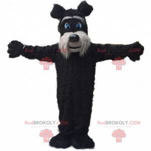 Mascotte de terrier noir et gris, costume de chien poilu -