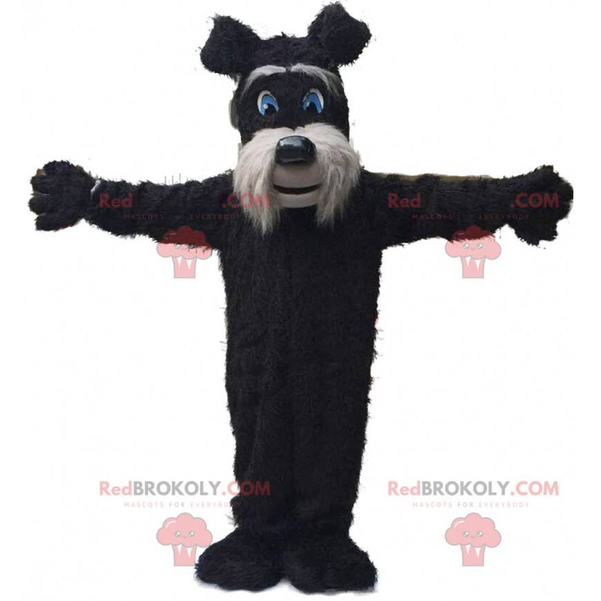 Schwarz-graues Terrier-Maskottchen, haariges Hundekostüm -