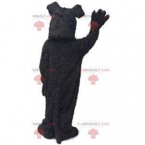 Mascotte de terrier noir et gris, costume de chien poilu -