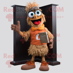 Rust Scarecrow mascot costume character dressed with a Running Shorts and Reading glasses