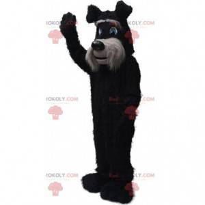Black and gray terrier mascot, hairy dog costume -