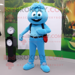 Cyan Bracelet mascot costume character dressed with a Jeggings and Bracelet watches