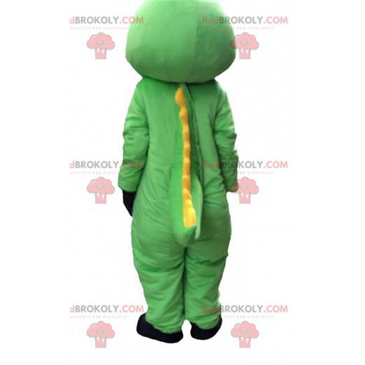 Mascotte de crocodile vert, blanc et jaune, costume dinosaure -