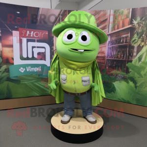 Lime Green Pad Thai mascot costume character dressed with a Bootcut Jeans and Scarves