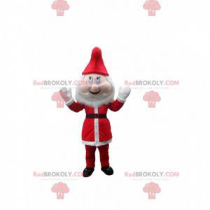 Red and white Christmas elf mascot, Santa Claus costume -