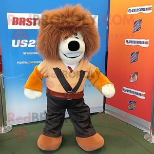 Rust Shepard'S Pie mascot costume character dressed with a Blazer and Belts