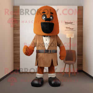 Rust Shepard'S Pie mascot costume character dressed with a Blazer and Belts