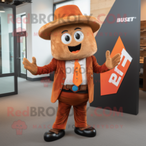 Rust Shepard'S Pie mascot costume character dressed with a Blazer and Belts