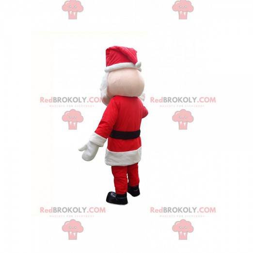 Mascota de Santa Claus con un traje rojo y blanco -